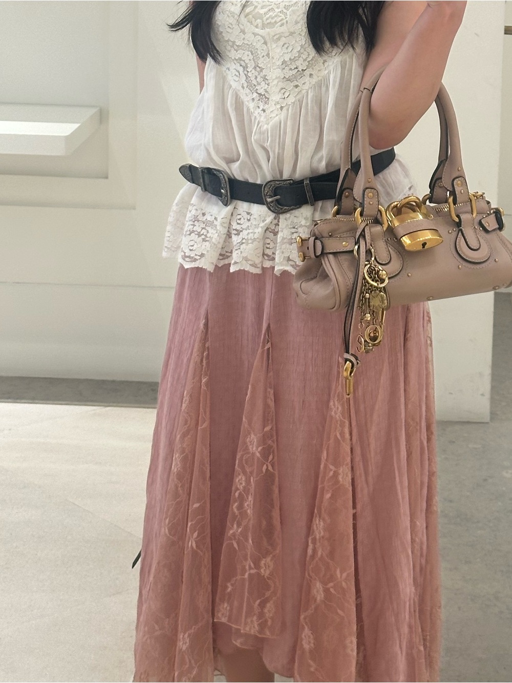 Free People Pink Lace Skirt